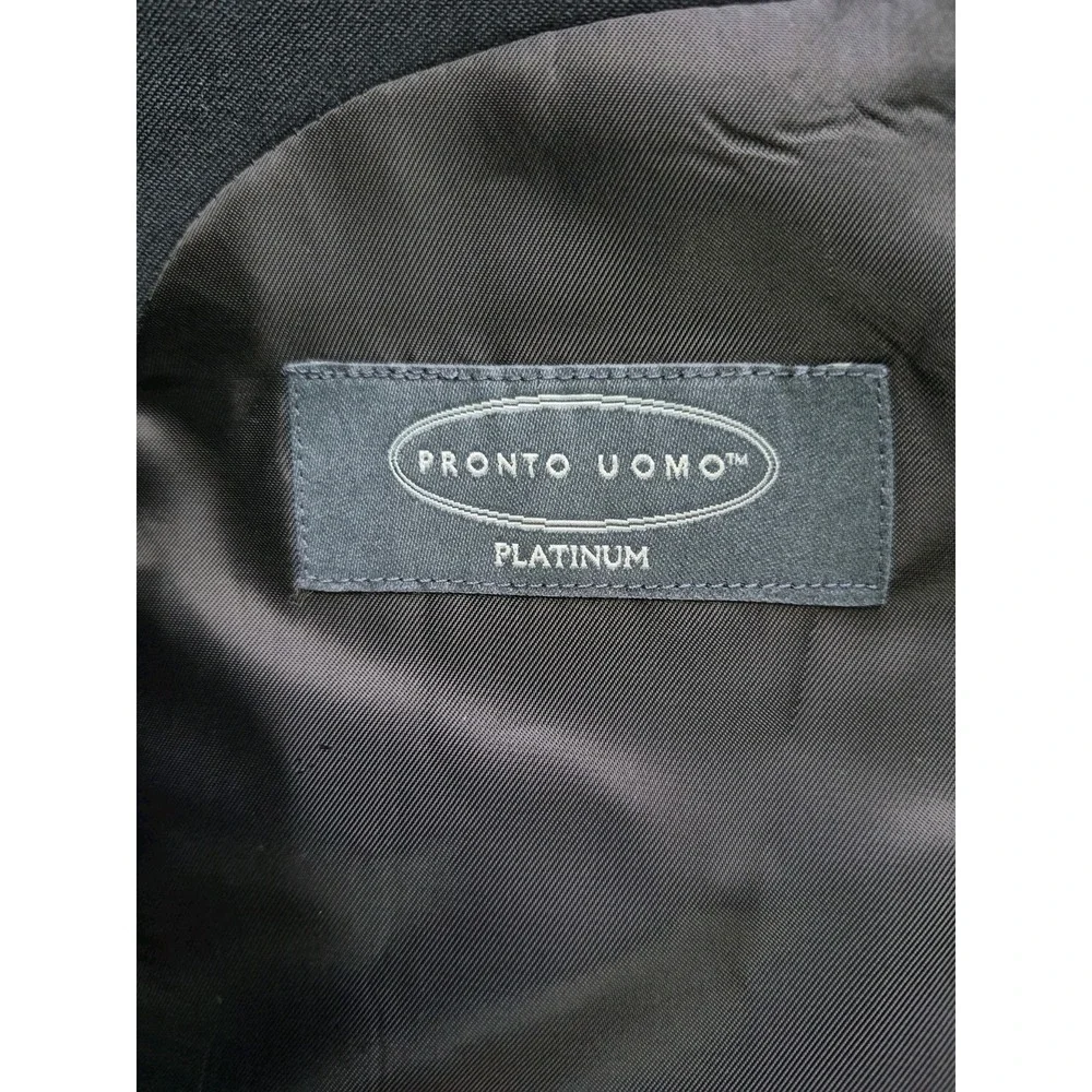 Pronto Uomo Mens Wool Sports Coat 40R Black 2 Button Blazer Italy Fabric